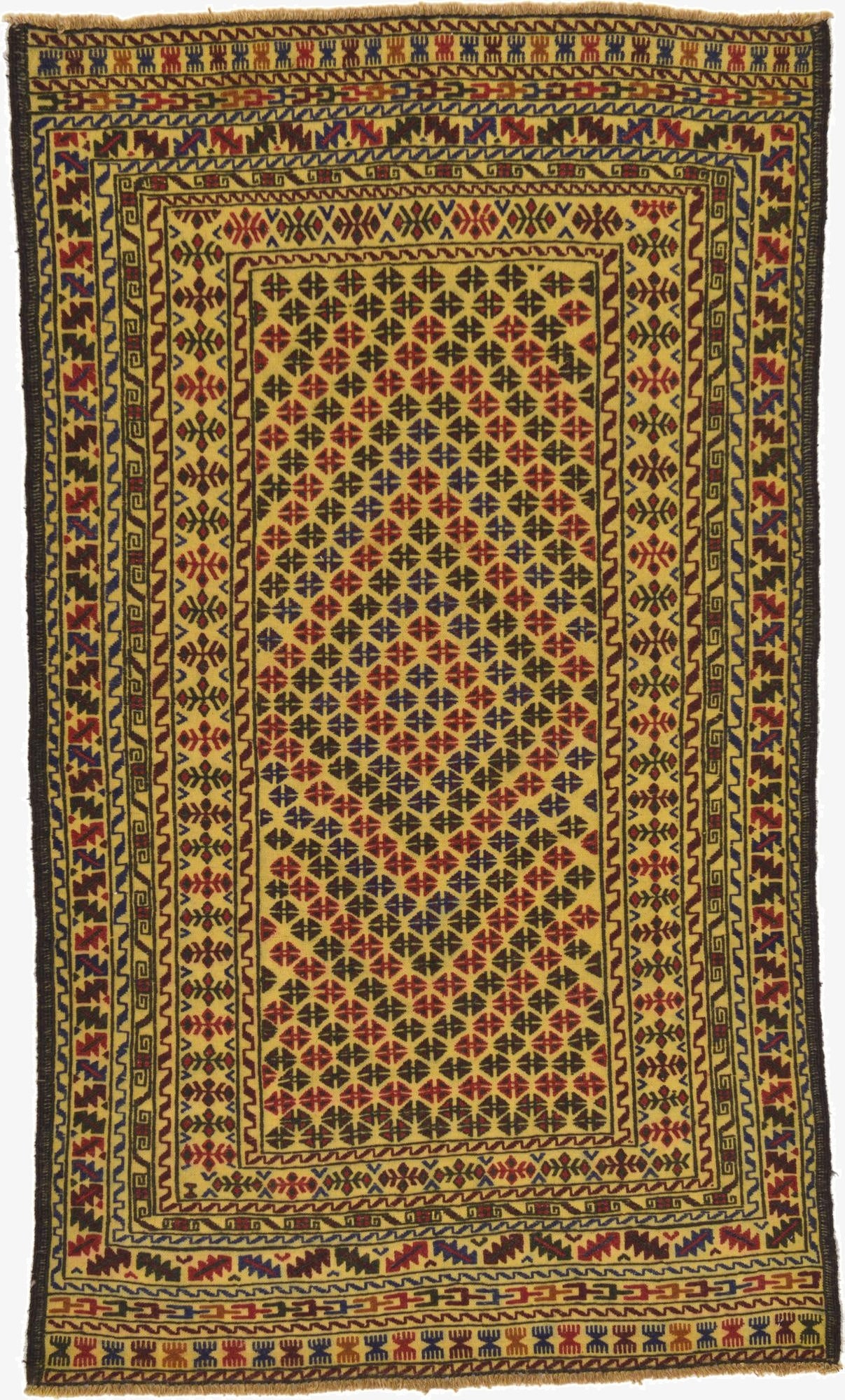  3' 9 x 6' 4  Hand Woven Kilim Afghan Wool Rug