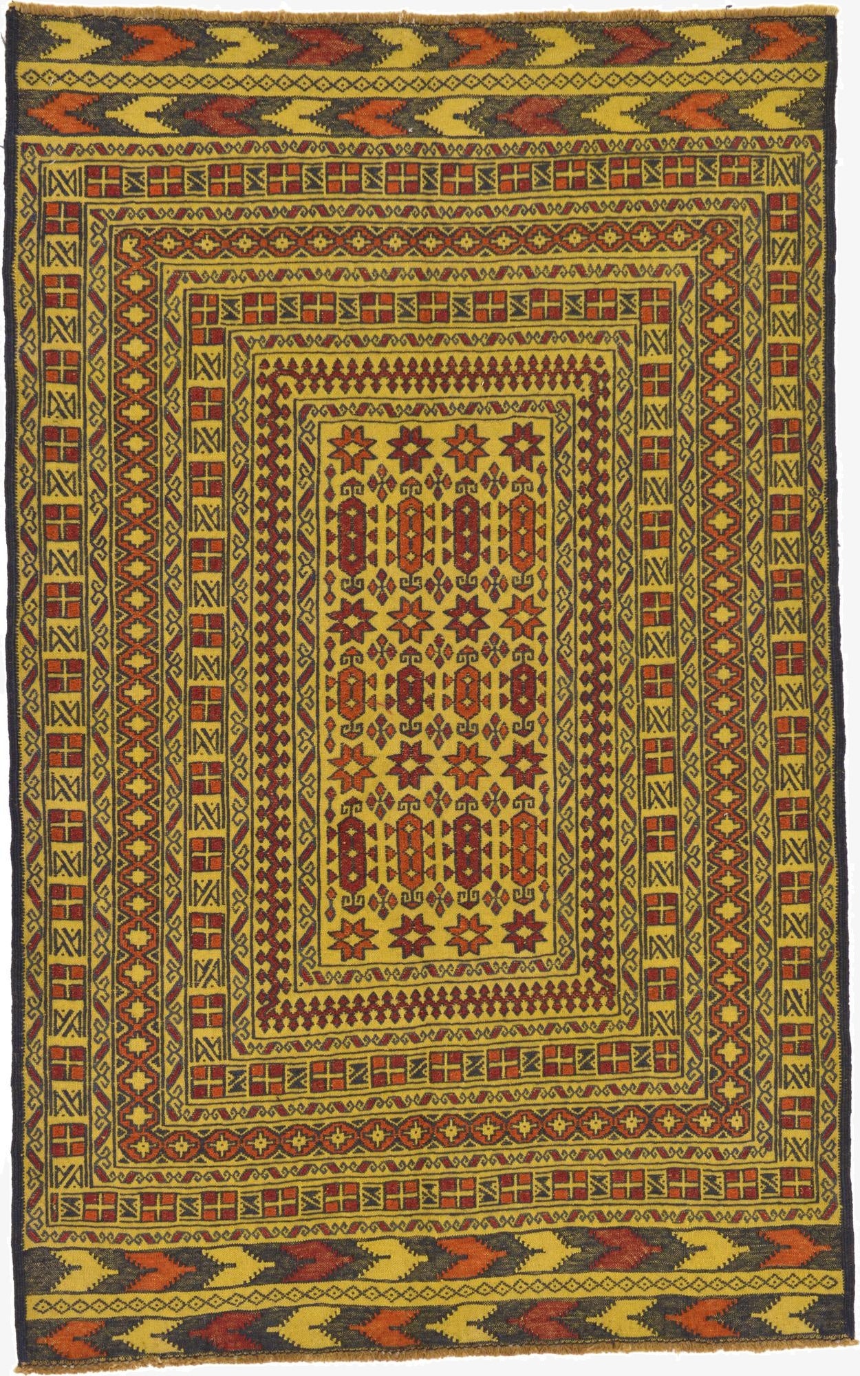  4' x 6' 3  Hand Woven Kilim Afghan Wool Rug