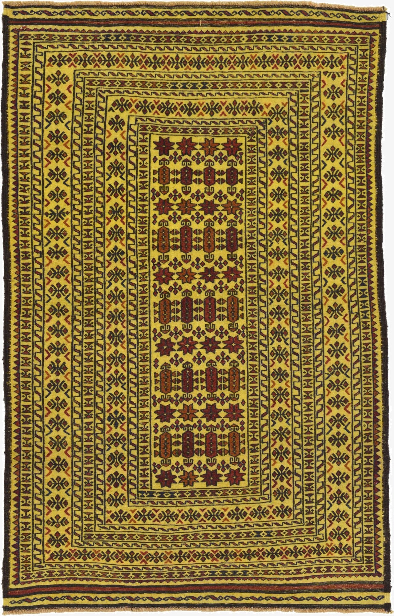  4' x 6' 6  Hand Woven Kilim Afghan Wool Rug