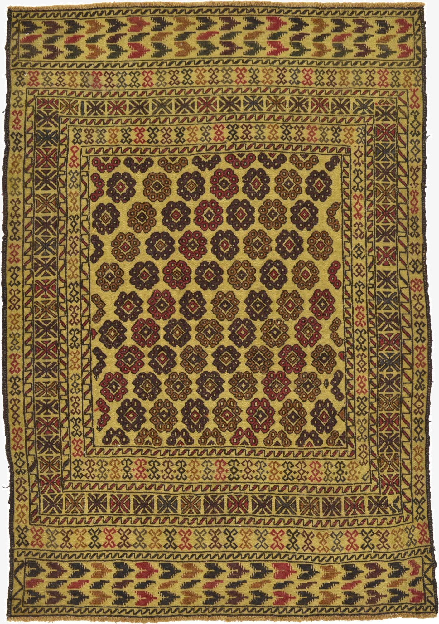  4' 3 x 6' 3  Hand Woven Kilim Afghan Wool Rug