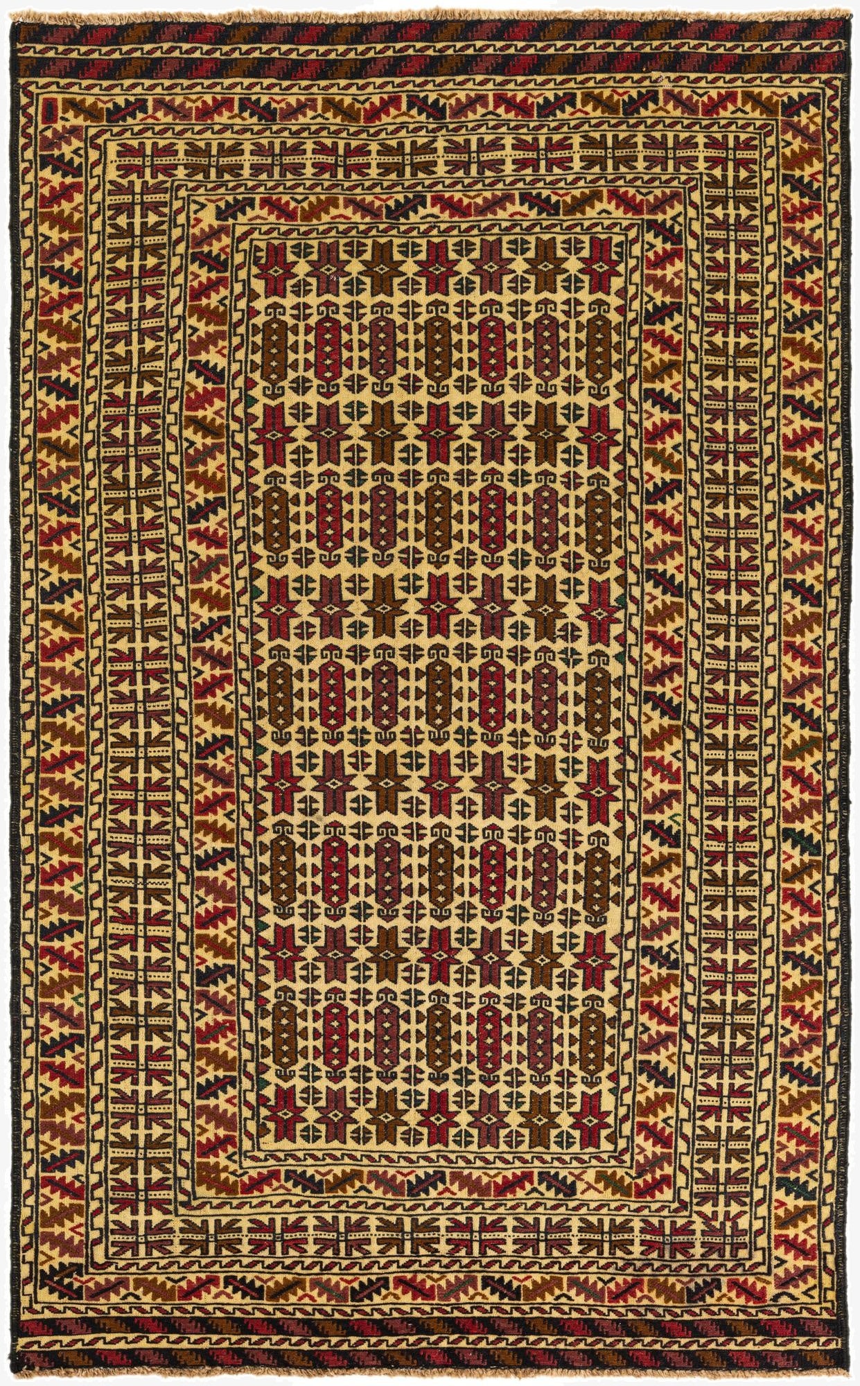  4' 3 x 6' 7  Hand Woven Kilim Afghan Wool Rug