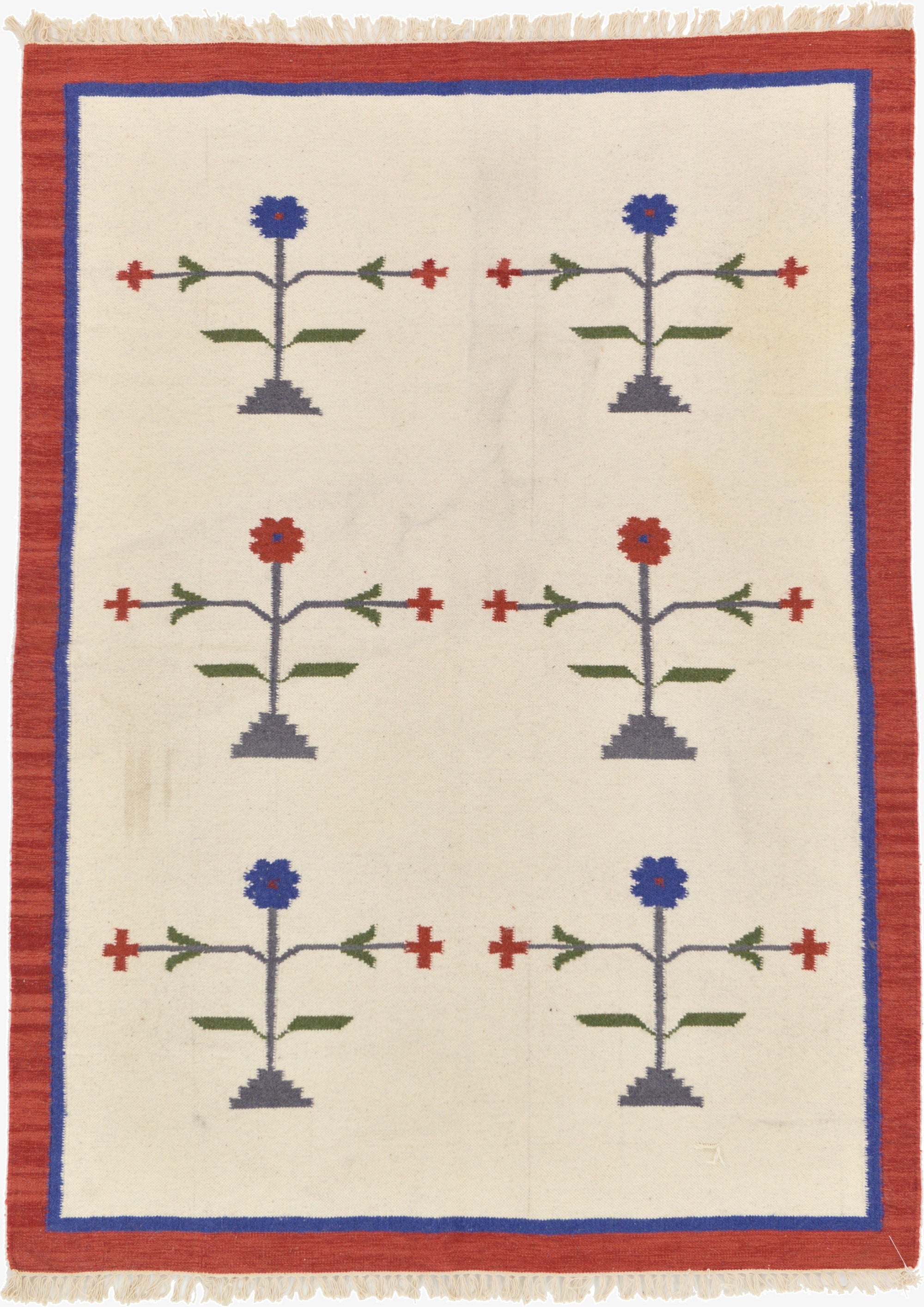  5' 6 x 7' 8  Hand Woven Kilim Dhurrie Wool Rug