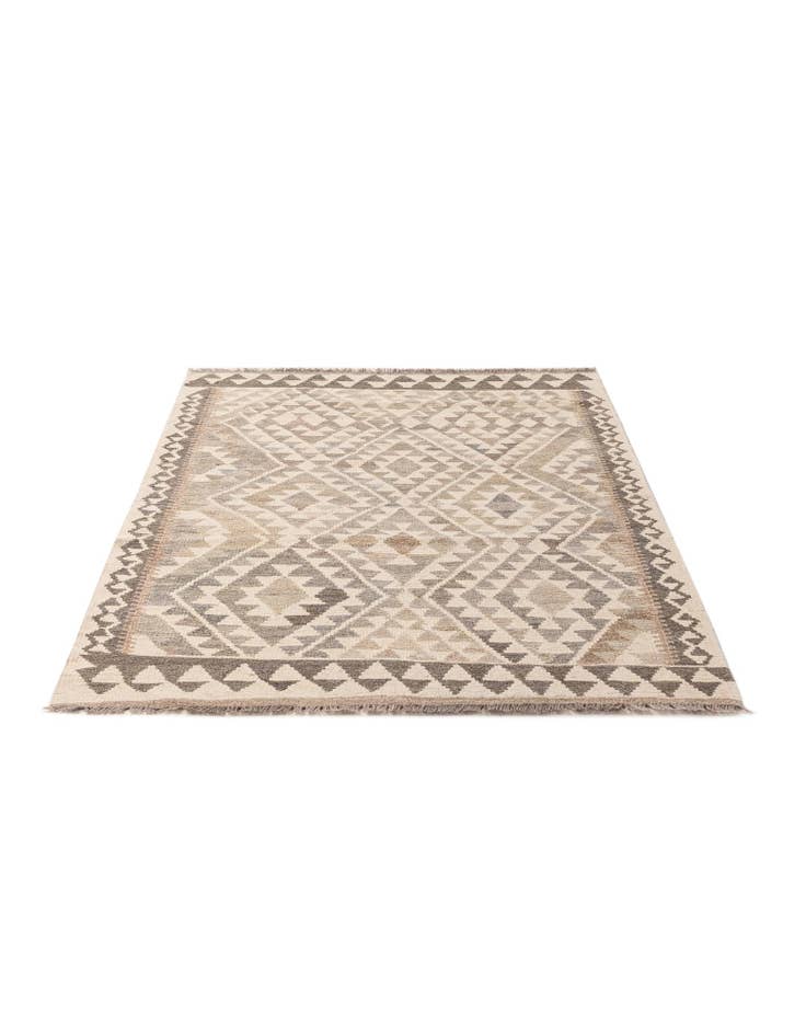 Detail image of  3' 9 x 5' 4  Hand Woven Kilim Maymana Wool Rug