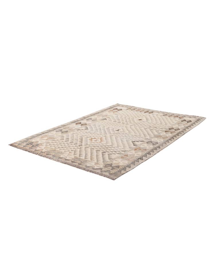 Detail image of  3' 11 x 6'  Hand Woven Kilim Maymana Wool Rug