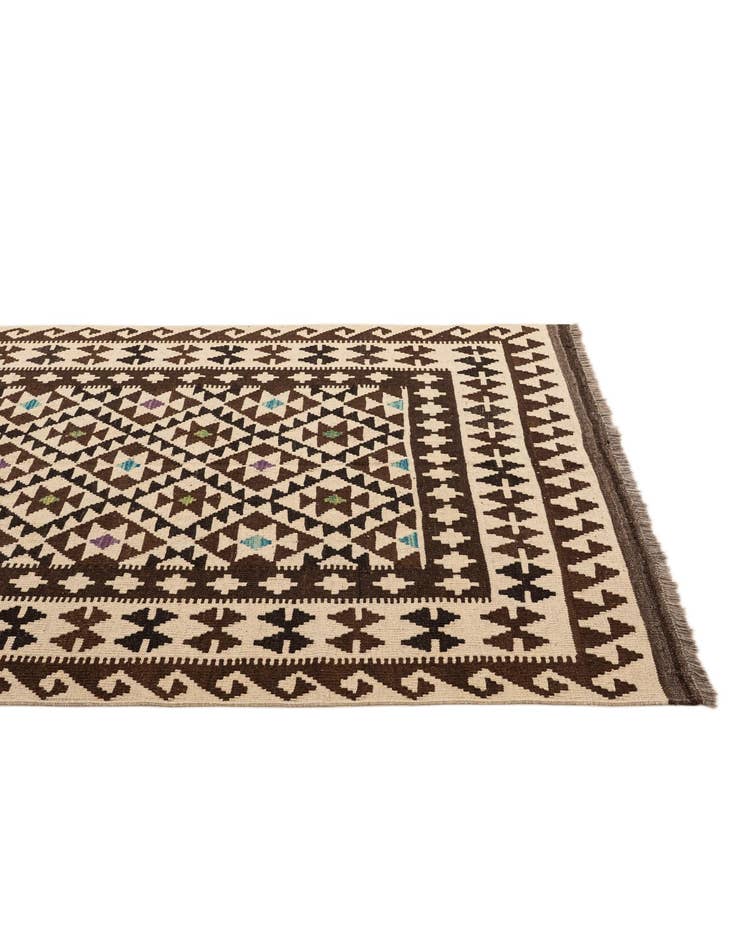 Detail image of  4' 10 x 6' 7  Hand Woven Kilim Maymana Wool Rug