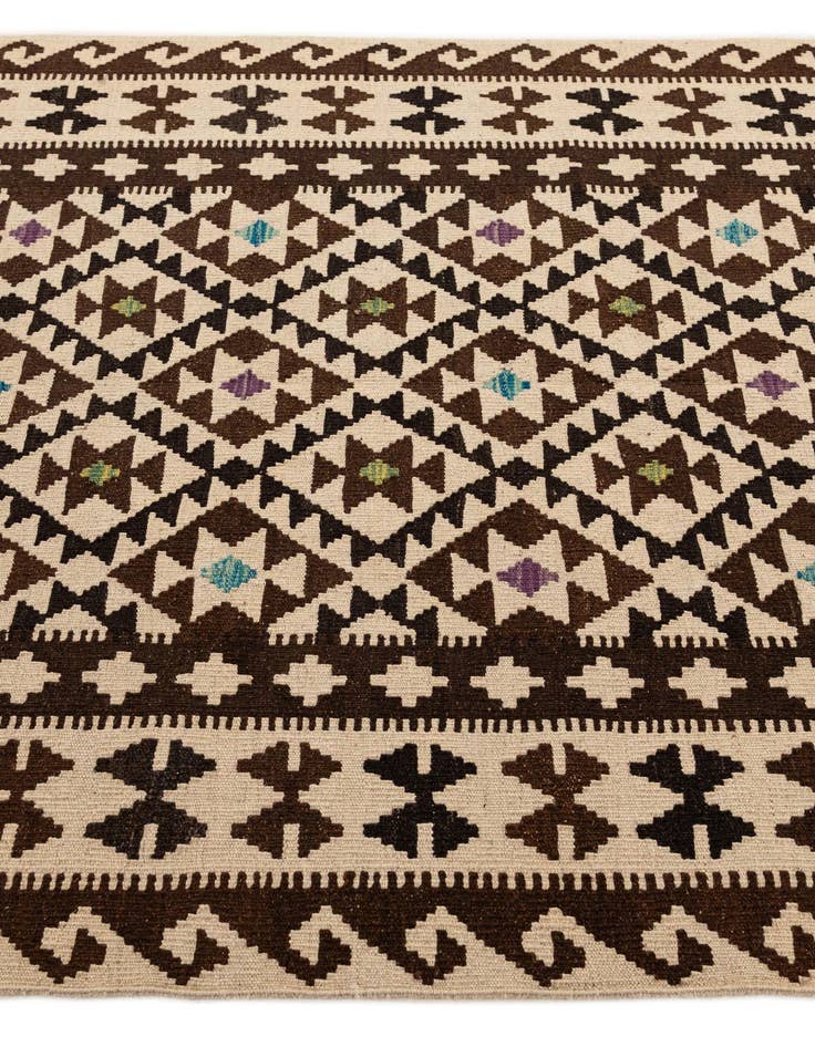 Detail image of  4' 10 x 6' 7  Hand Woven Kilim Maymana Wool Rug