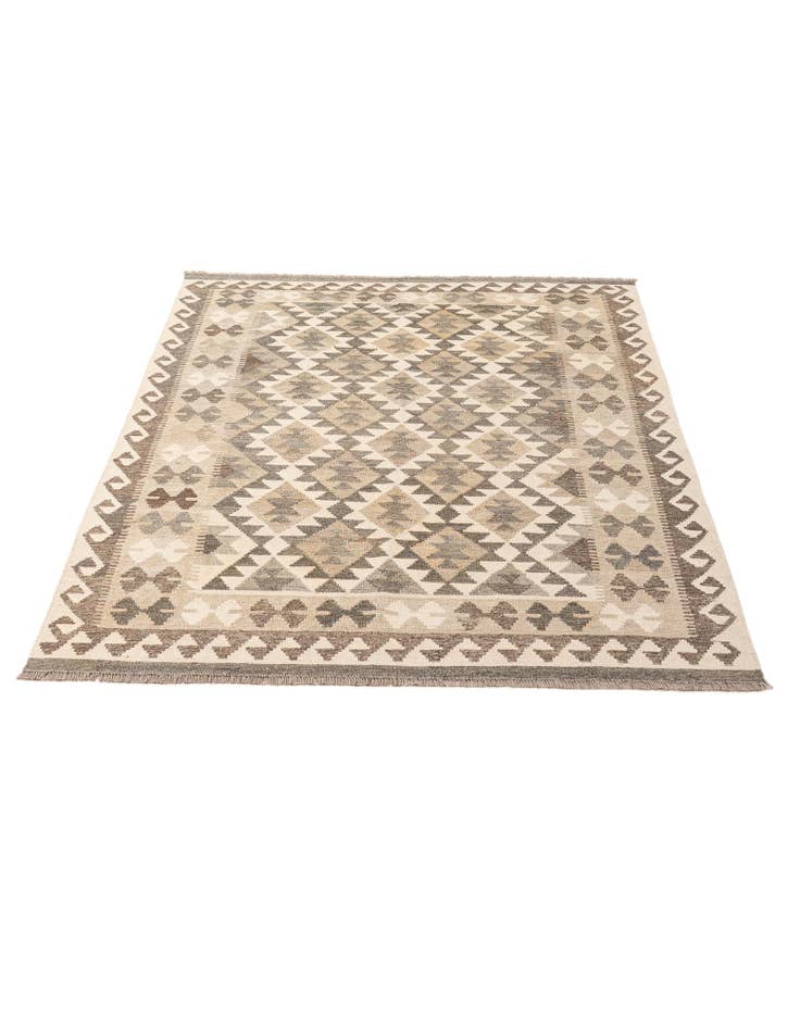 Detail image of  4' 10 x 6' 7  Hand Woven Kilim Maymana Wool Rug