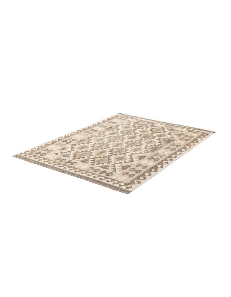 Detail image of  4' 10 x 6' 7  Hand Woven Kilim Maymana Wool Rug