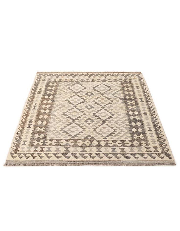 Detail image of  5' x 6' 7  Hand Woven Kilim Maymana Wool Rug