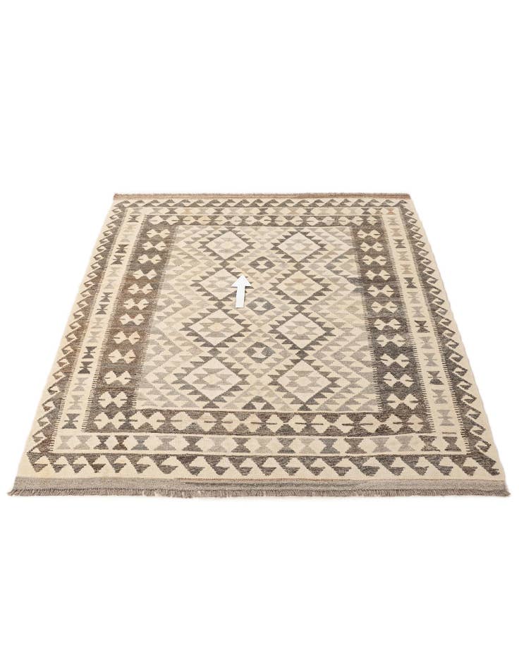 Detail image of  5' x 6' 7  Hand Woven Kilim Maymana Wool Rug