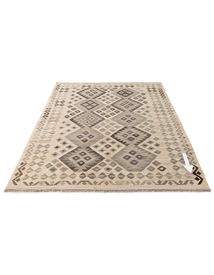 Detail image of  5' x 6' 8  Hand Woven Kilim Maymana Wool Rug