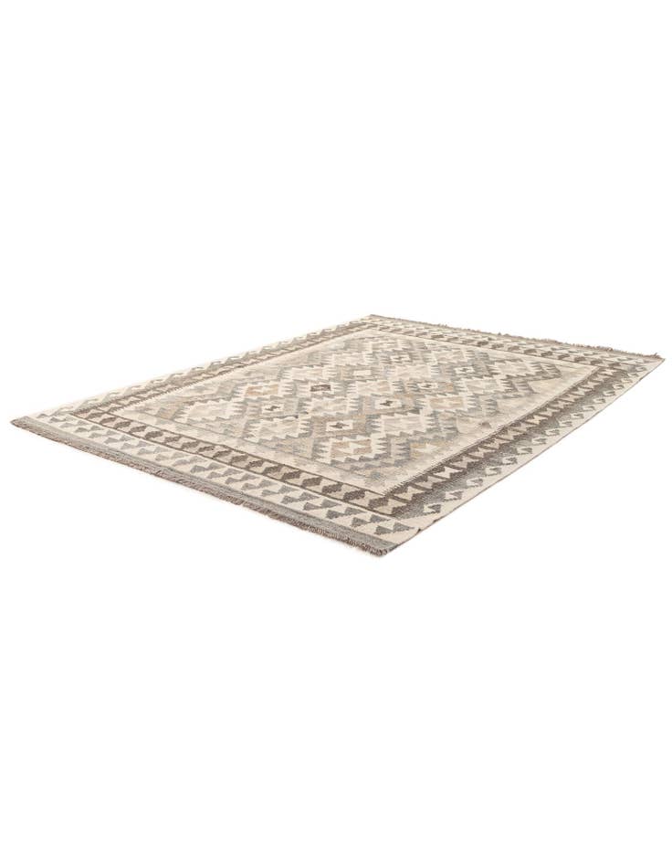 Detail image of  5' 1 x 6' 9  Hand Woven Kilim Maymana Wool Rug