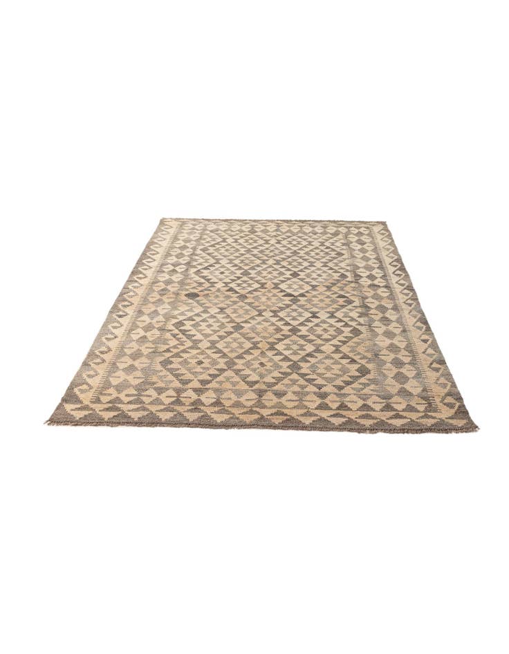 Detail image of  4' 11 x 6' 11  Hand Woven Kilim Maymana Wool Rug