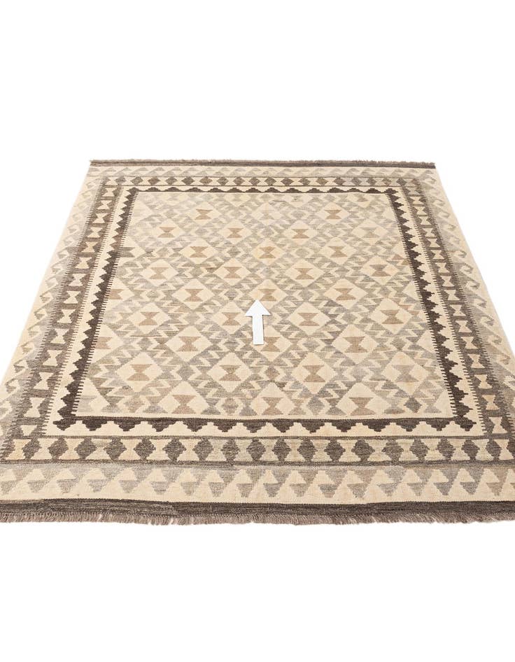 Detail image of  5' 3 x 6' 8  Hand Woven Kilim Maymana Wool Rug