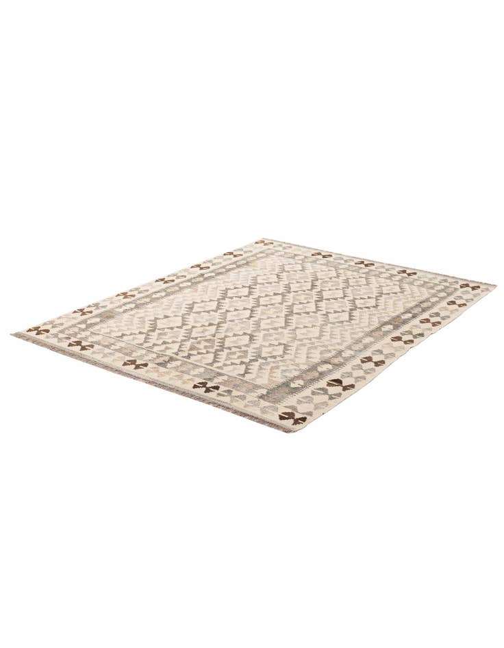 Detail image of  5' 2 x 6' 8  Hand Woven Kilim Maymana Wool Rug