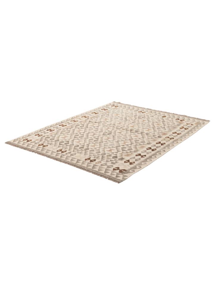 Detail image of  5' 3 x 6' 8  Hand Woven Kilim Maymana Wool Rug