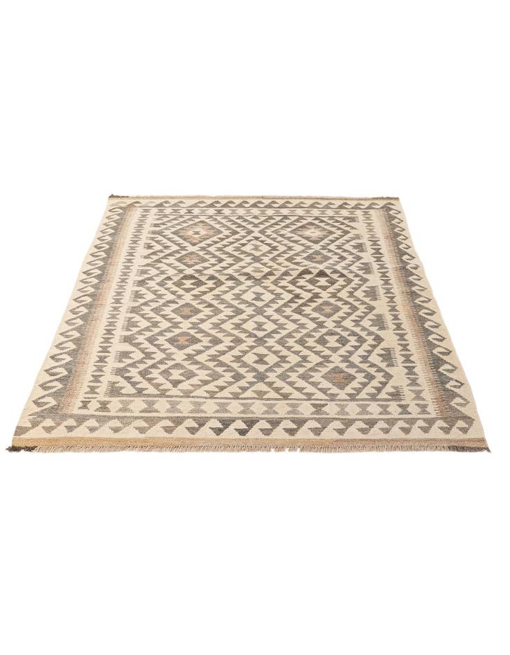 Detail image of  5' 2 x 6' 9  Hand Woven Kilim Maymana Wool Rug