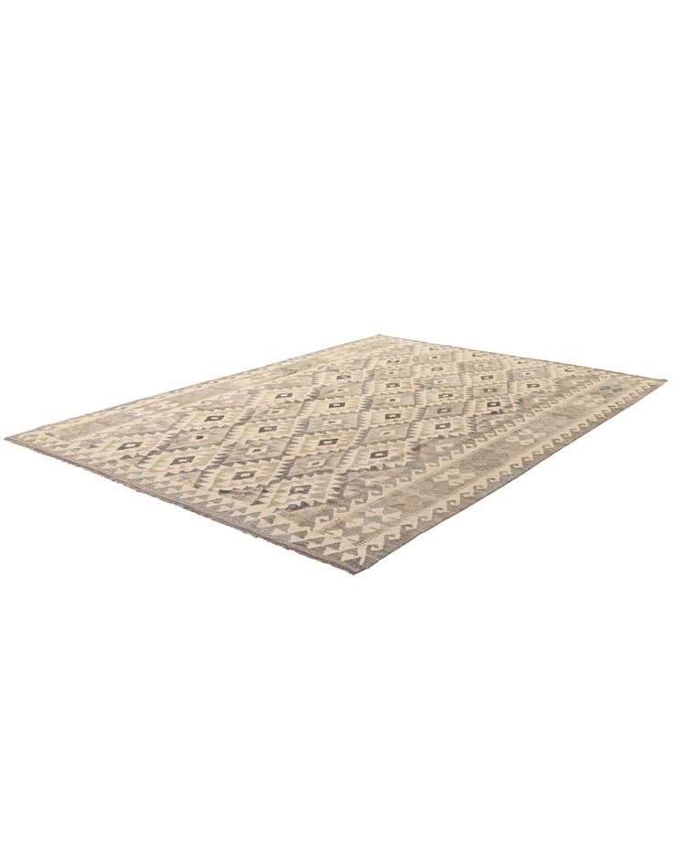 Detail image of  6' 8 x 9' 6  Hand Woven Kilim Maymana Wool Rug