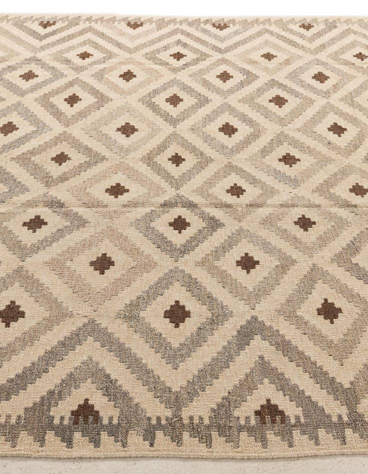 Detail image of  6' 6 x 10' 3  Hand Woven Kilim Maymana Wool Rug