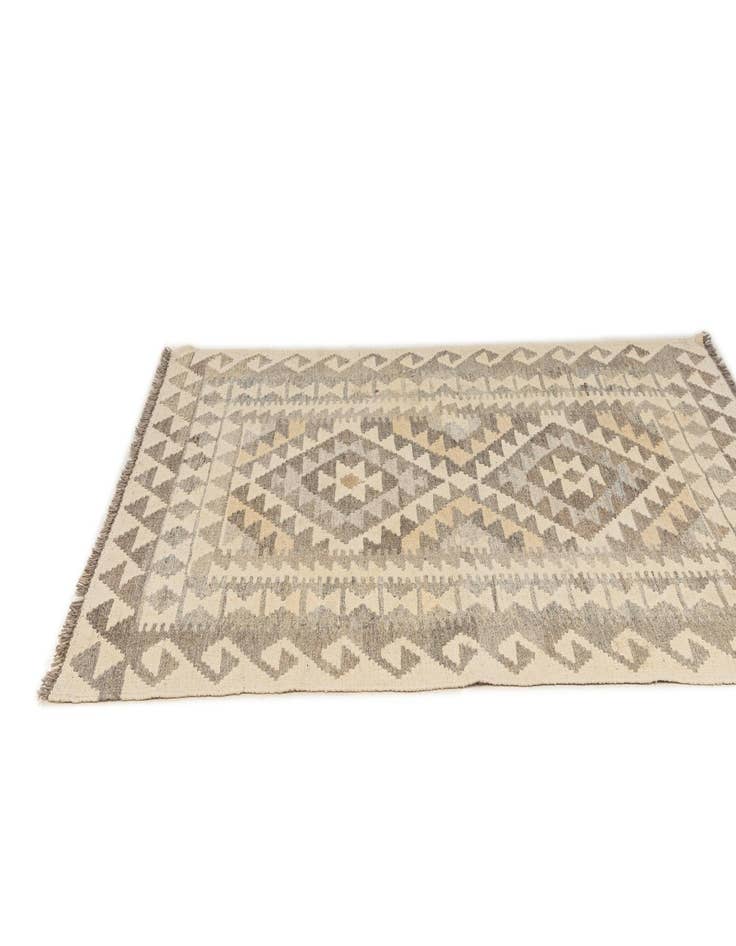 Detail image of  3' 4 x 5' 1  Hand Woven Kilim Maymana Wool Rug