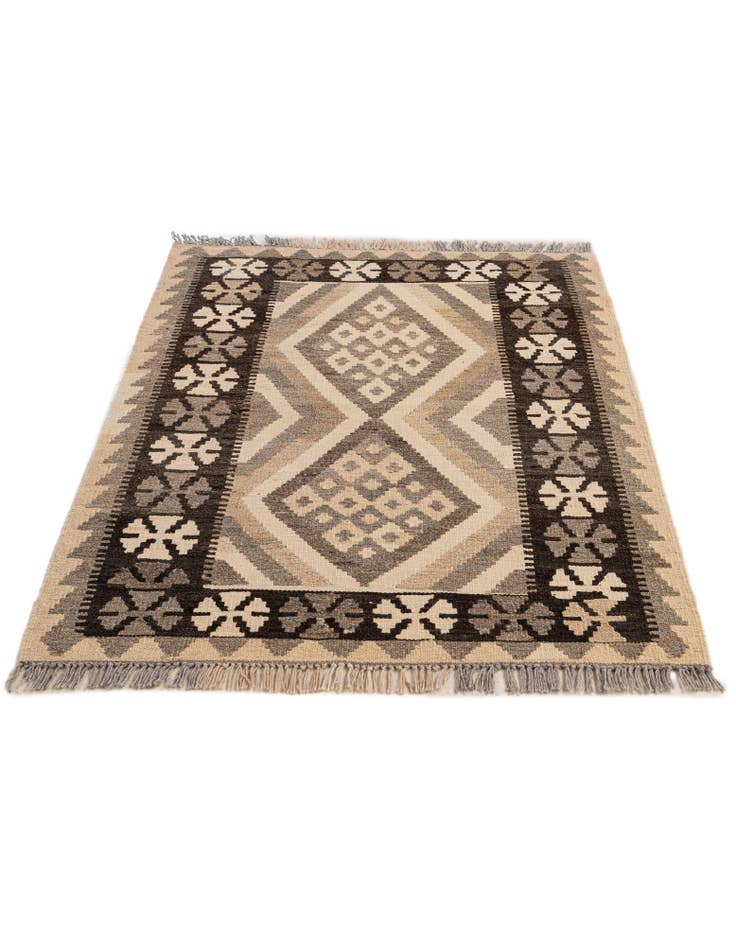 Detail image of  2' 11 x 3' 11  Hand Woven Kilim Maymana Wool Rug