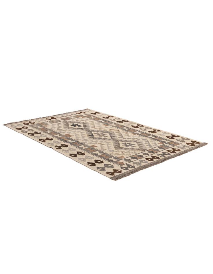 Detail image of  3' 6 x 4' 11  Hand Woven Kilim Maymana Wool Rug