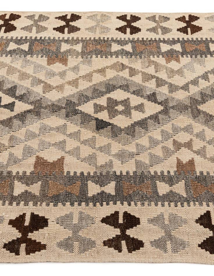 Detail image of  3' 6 x 4' 11  Hand Woven Kilim Maymana Wool Rug
