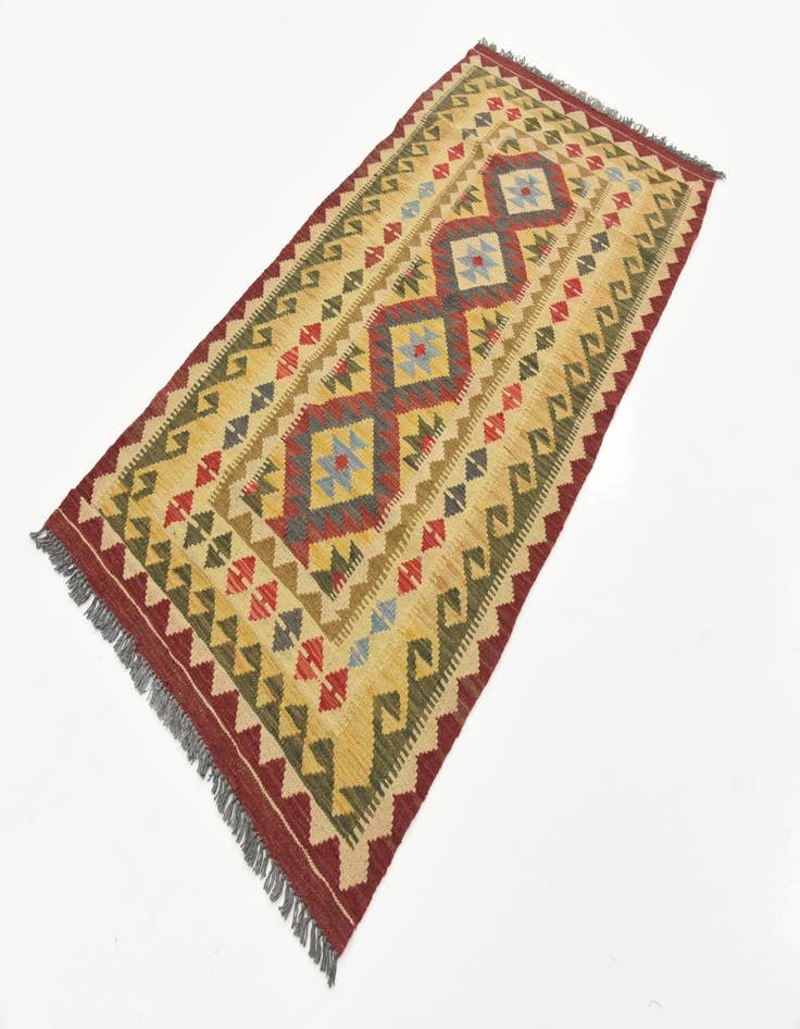 Detail image of  3' 4 x 6' 4  Hand Woven Kilim Maymana Wool Rug