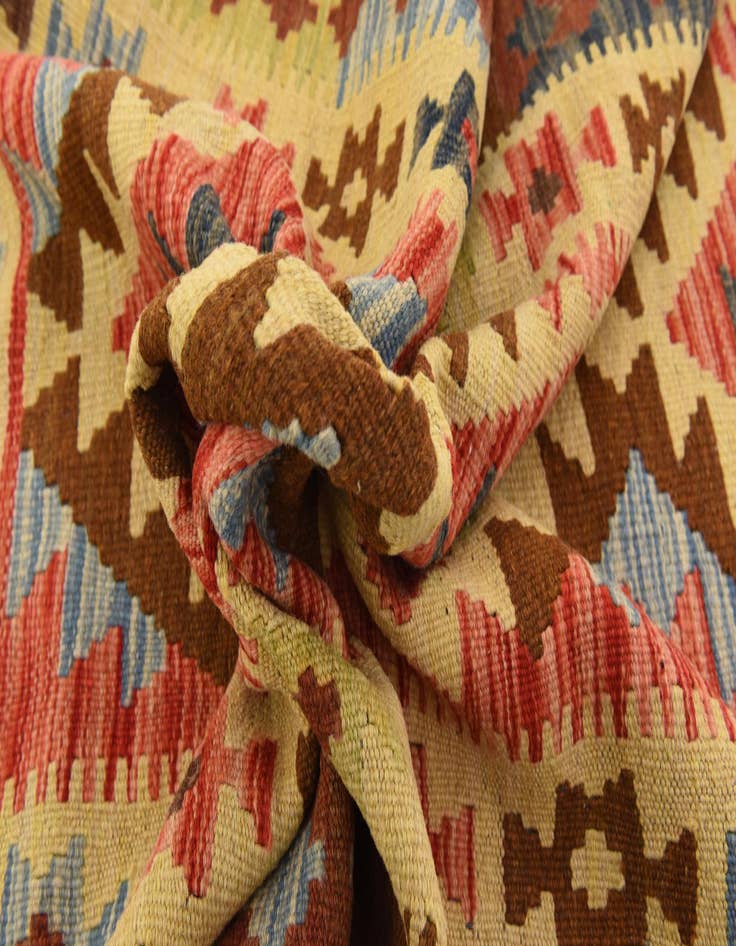 Detail image of  3' 2 x 6' 6  Hand Woven Kilim Maymana Wool Rug
