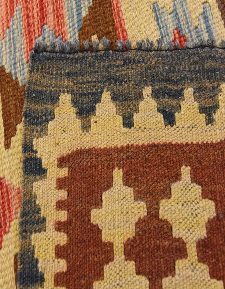 Detail image of  3' 2 x 6' 6  Hand Woven Kilim Maymana Wool Rug