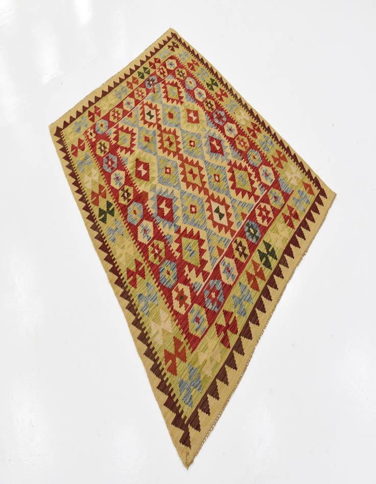 Detail image of  4' 10 x 6' 3  Hand Woven Kilim Maymana Wool Rug