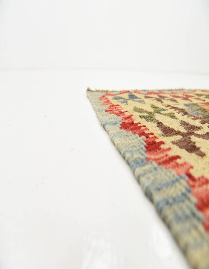 Detail image of  4' 1 x 5' 10  Hand Woven Kilim Maymana Wool Rug