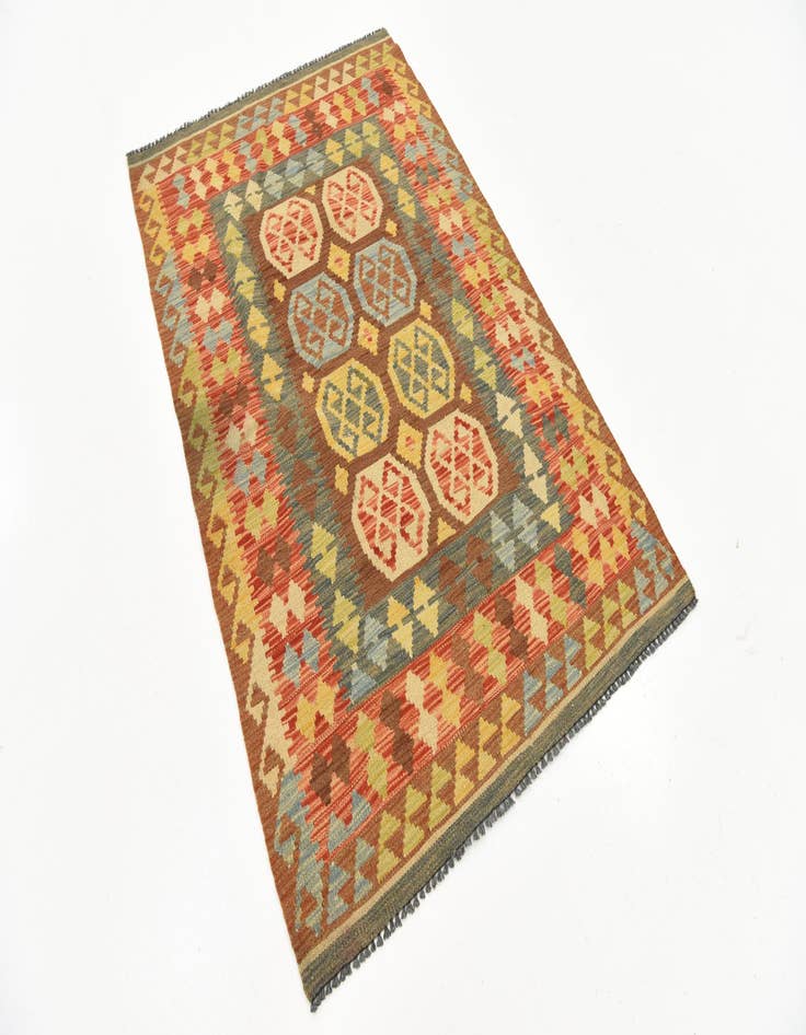 Detail image of  3' 3 x 6' 1  Hand Woven Kilim Maymana Wool Rug