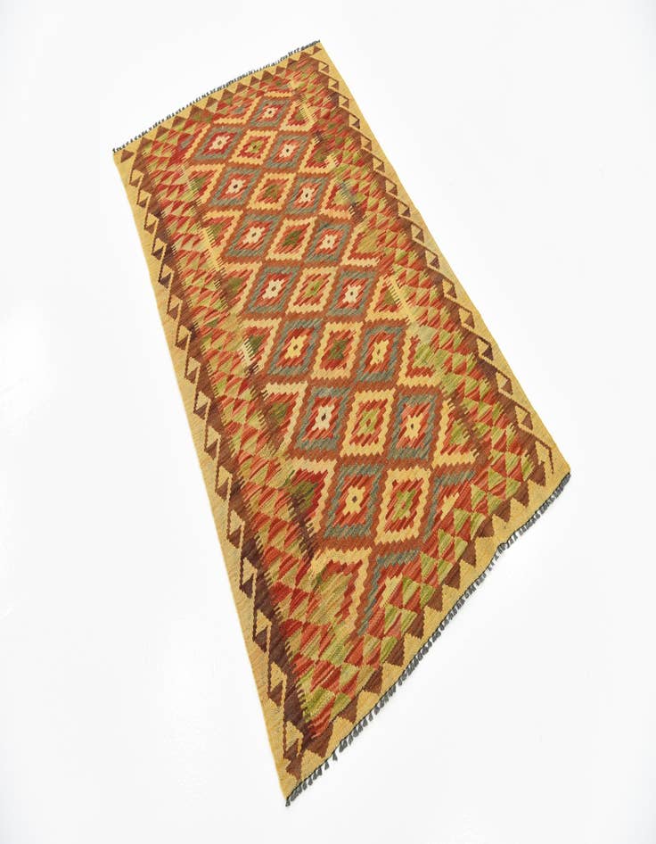 Detail image of  3' 1 x 4' 11  Hand Woven Kilim Maymana Wool Rug