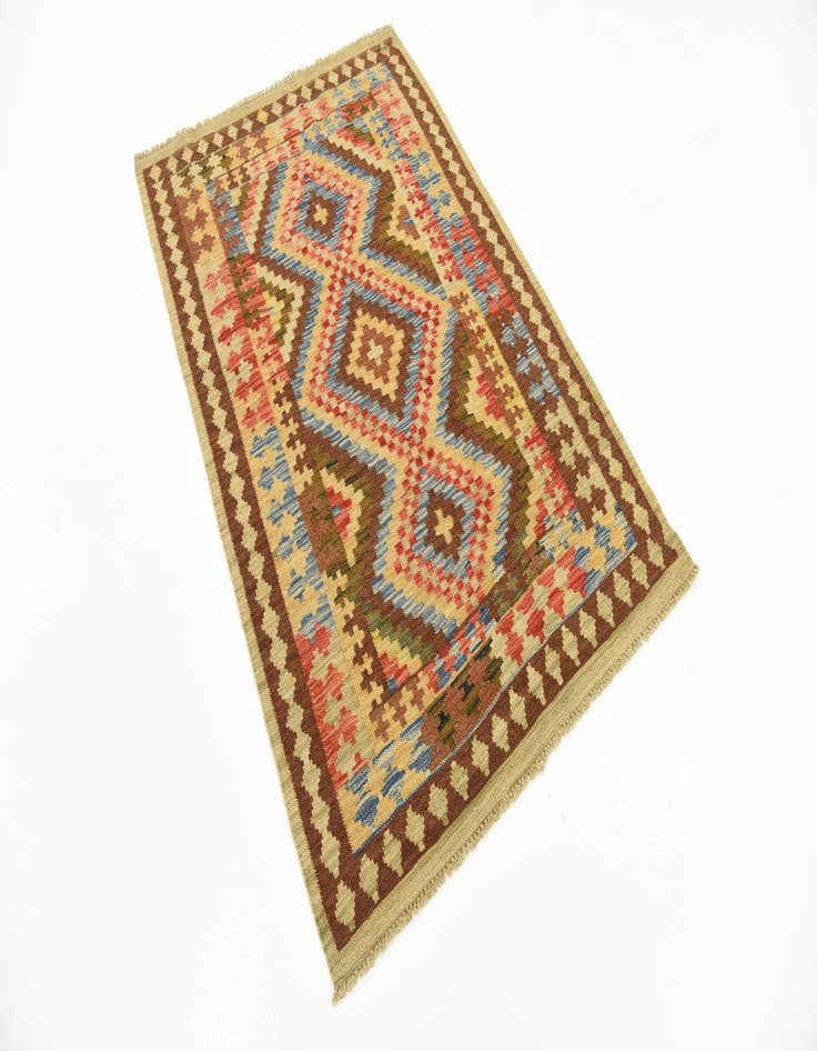 Detail image of  3' 3 x 5'  Hand Woven Kilim Maymana Wool Rug