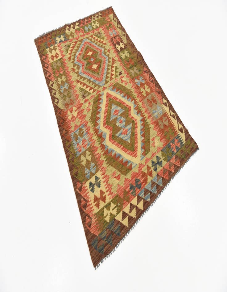 Detail image of  3' 3 x 4' 11  Hand Woven Kilim Maymana Wool Rug