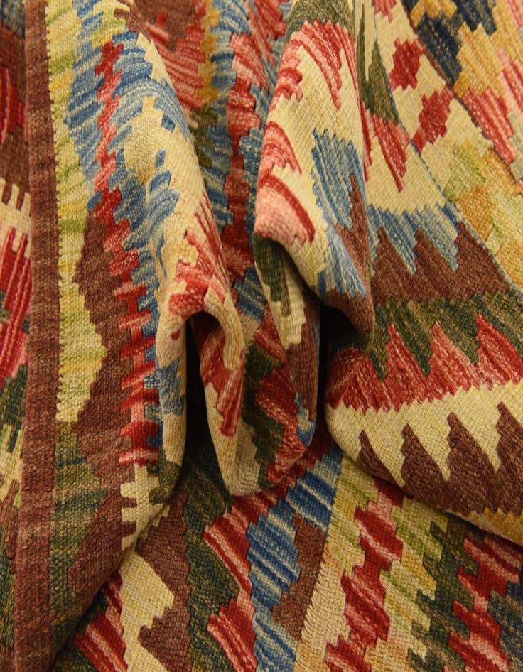 Detail image of  3' 6 x 5' 2  Hand Woven Kilim Maymana Wool Rug