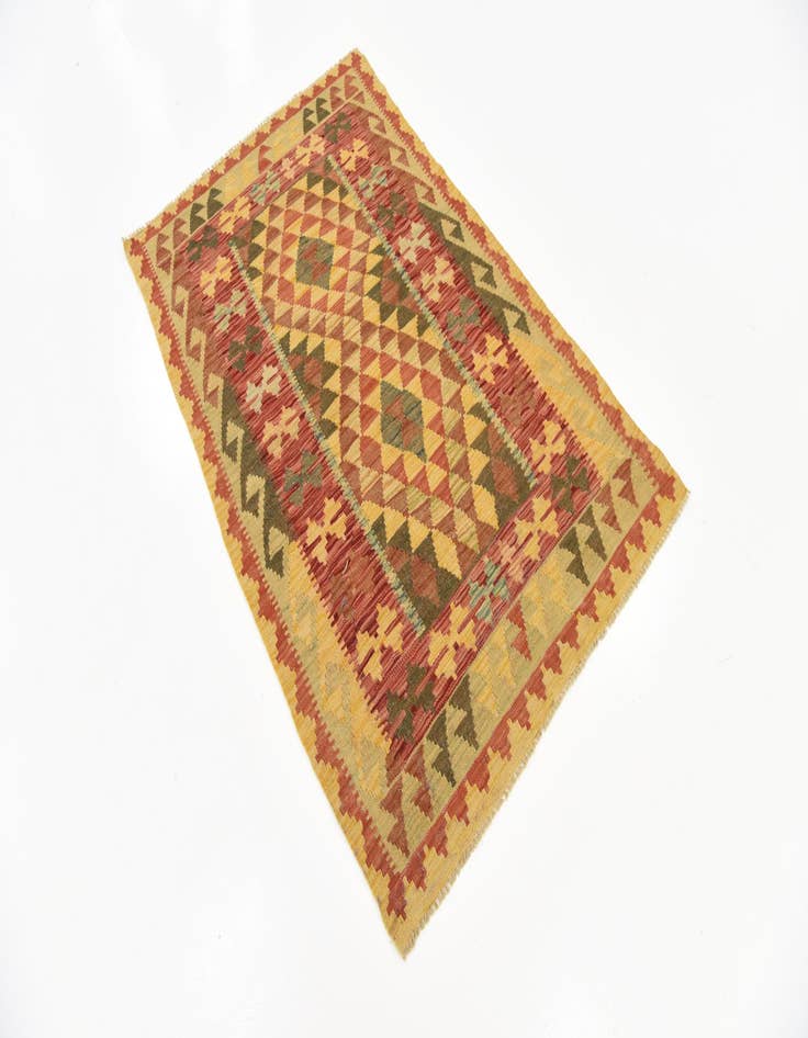 Detail image of  3' 4 x 4' 11  Hand Woven Kilim Maymana Wool Rug