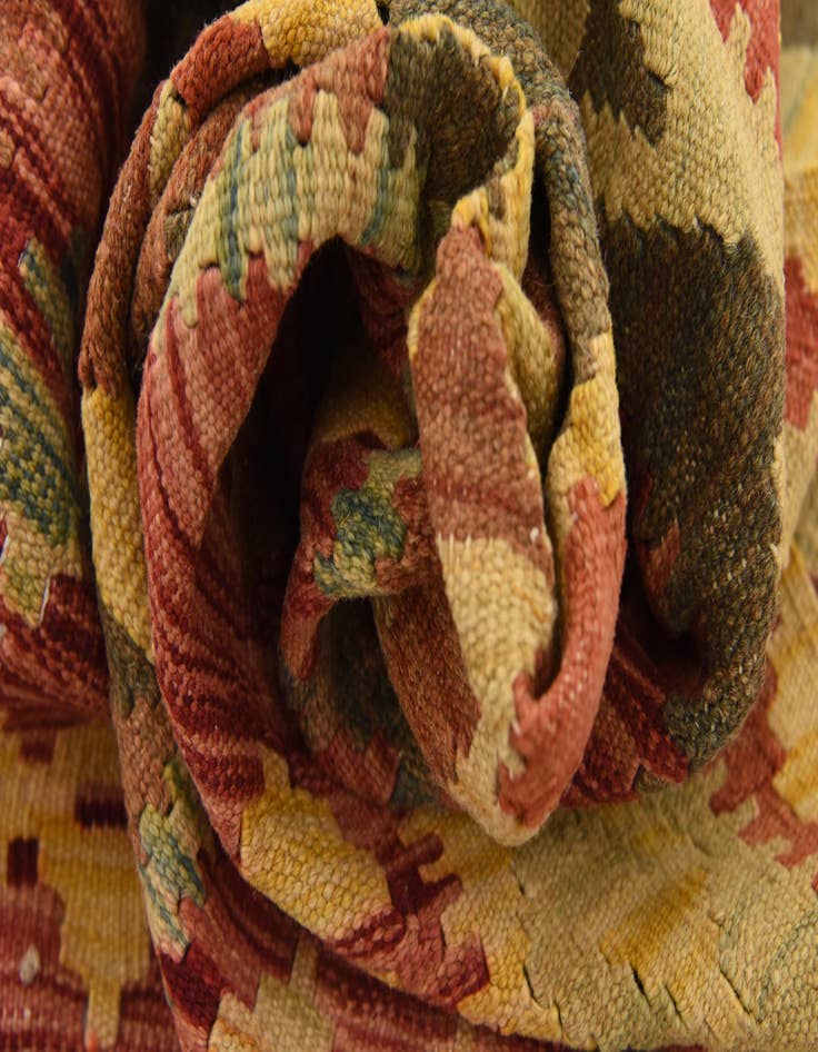 Detail image of  3' 4 x 4' 11  Hand Woven Kilim Maymana Wool Rug