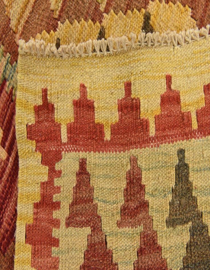 Detail image of  3' 4 x 4' 11  Hand Woven Kilim Maymana Wool Rug