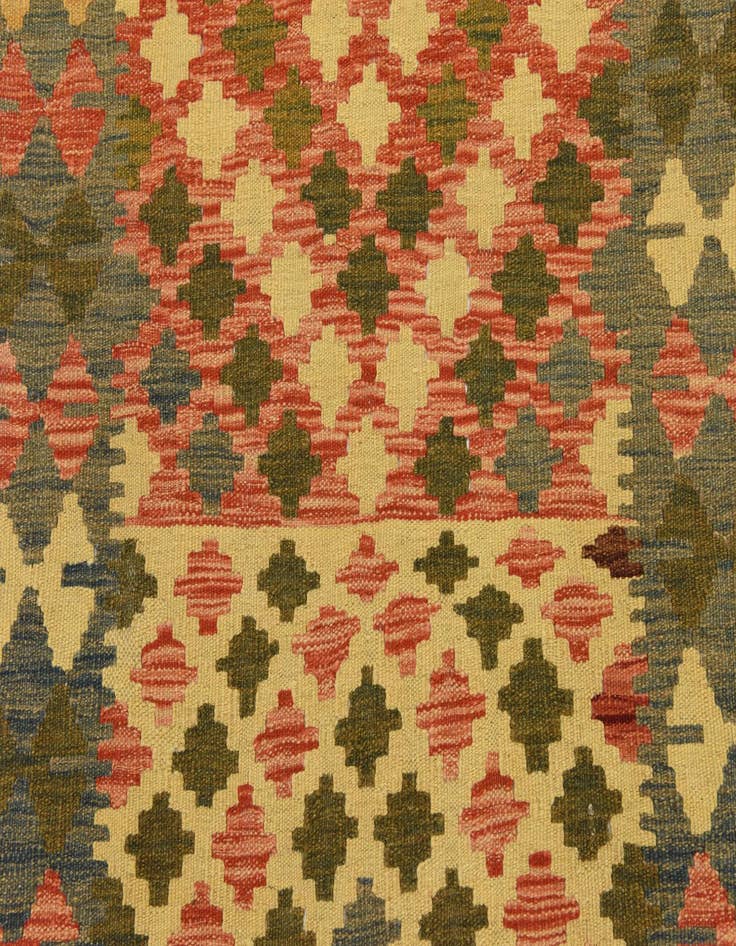 Detail image of  3' 3 x 6' 6  Hand Woven Kilim Maymana Wool Rug