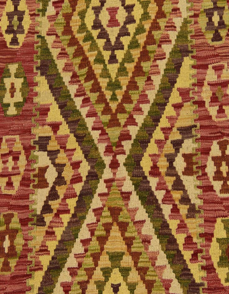 Detail image of  3' 4 x 4' 10  Hand Woven Kilim Maymana Wool Rug