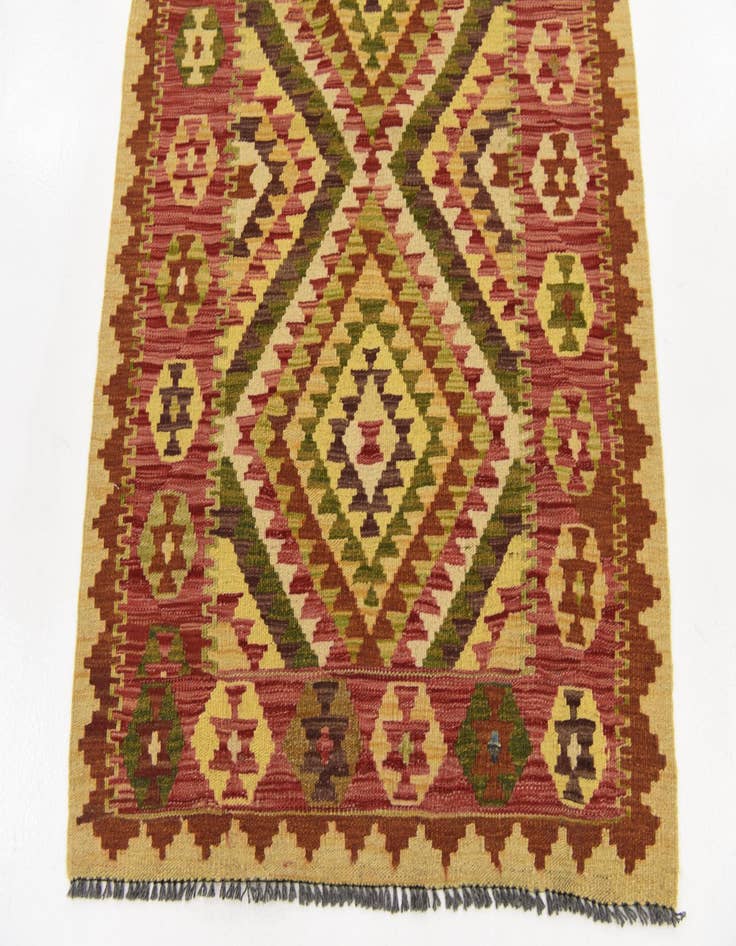 Detail image of  3' 4 x 4' 10  Hand Woven Kilim Maymana Wool Rug