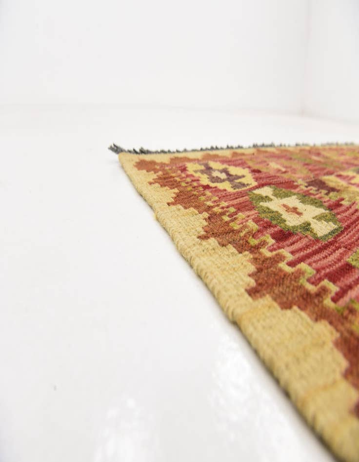 Detail image of  3' 4 x 4' 10  Hand Woven Kilim Maymana Wool Rug