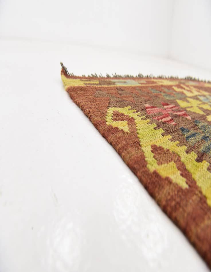 Detail image of  3' 7 x 4' 9  Hand Woven Kilim Maymana Wool Rug