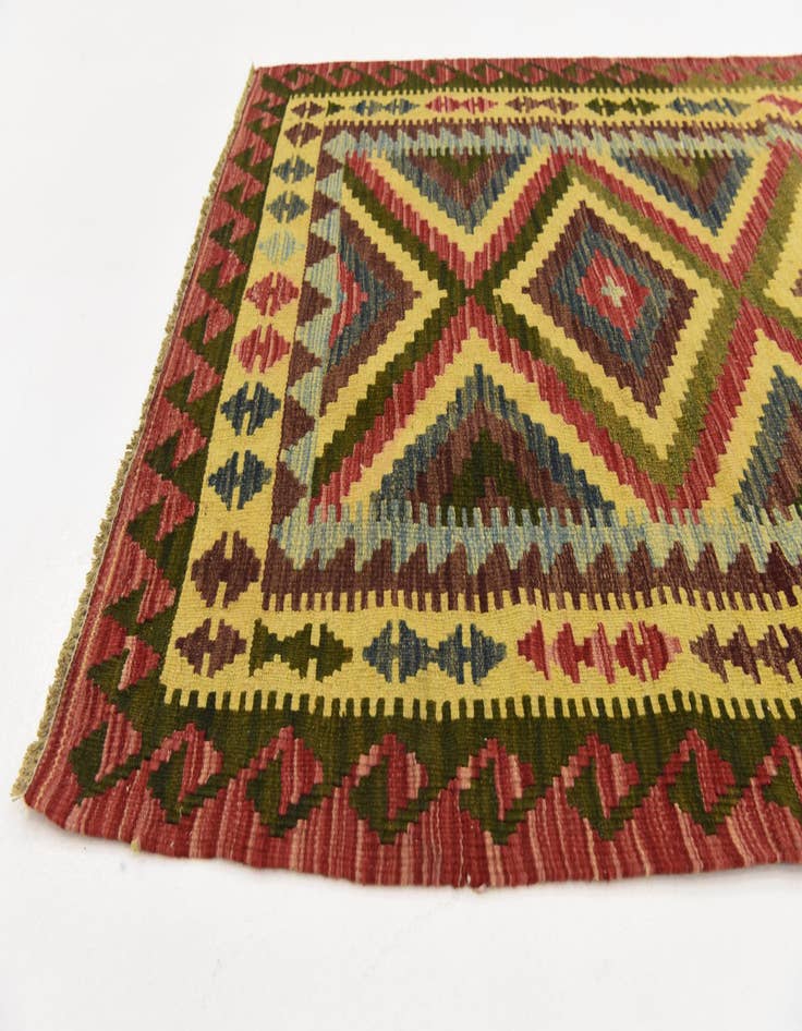 Detail image of  3' 6 x 6'  Hand Woven Kilim Maymana Wool Rug