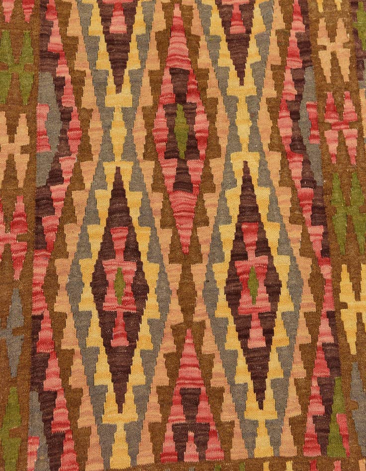 Detail image of  3' 5 x 4' 9  Hand Woven Kilim Maymana Wool Rug