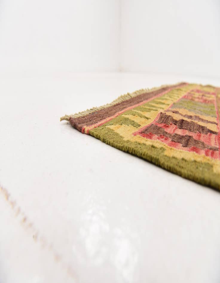 Detail image of  3' 5 x 4' 9  Hand Woven Kilim Maymana Wool Rug