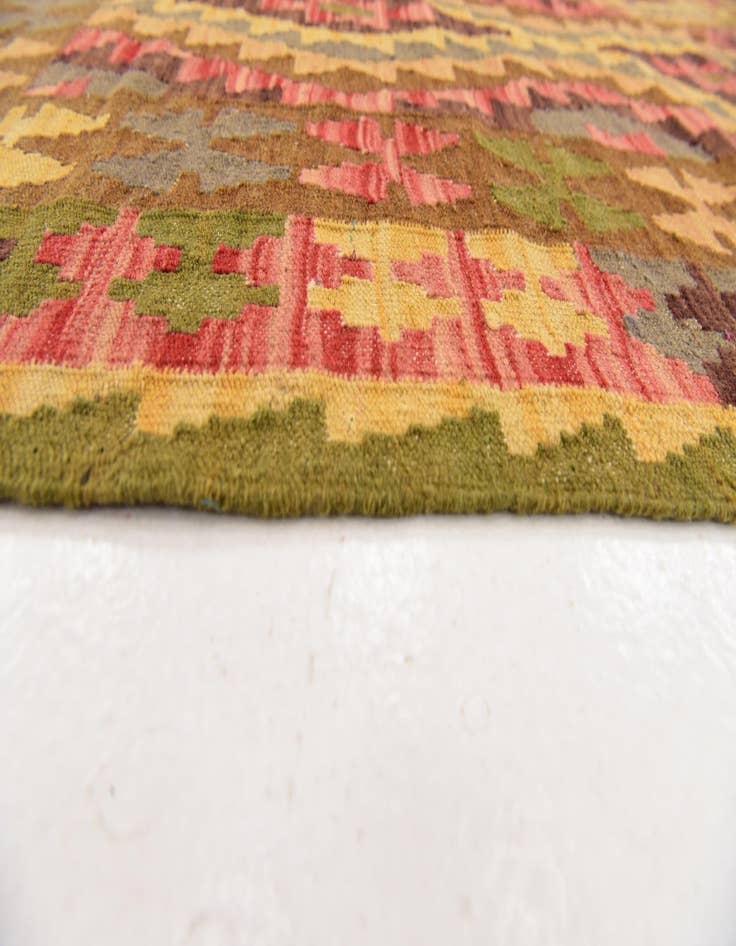 Detail image of  3' 5 x 4' 9  Hand Woven Kilim Maymana Wool Rug