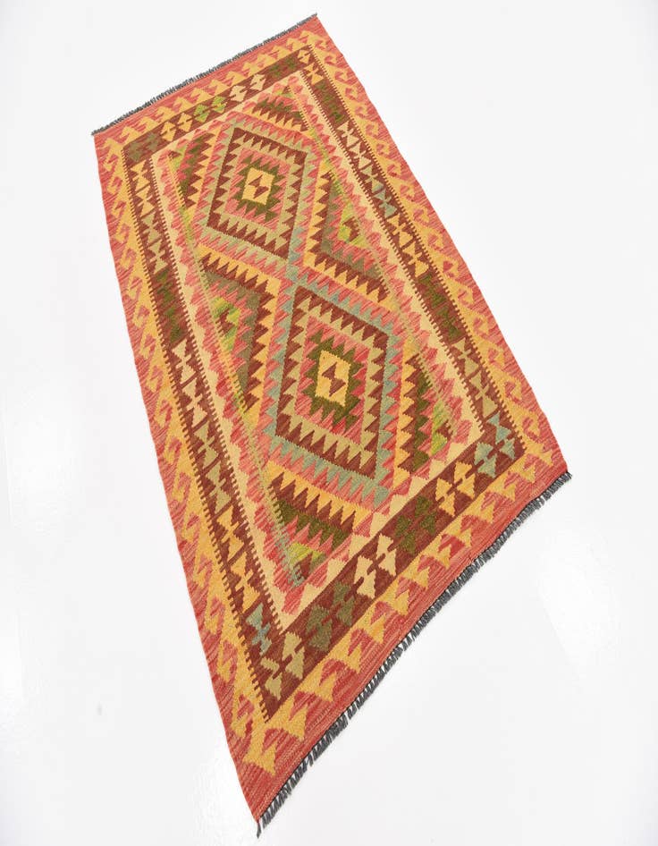 Detail image of  3' 6 x 5'  Hand Woven Kilim Maymana Wool Rug